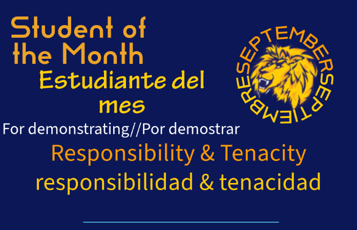  Students holding certificates with title student of the month september in spanish and english